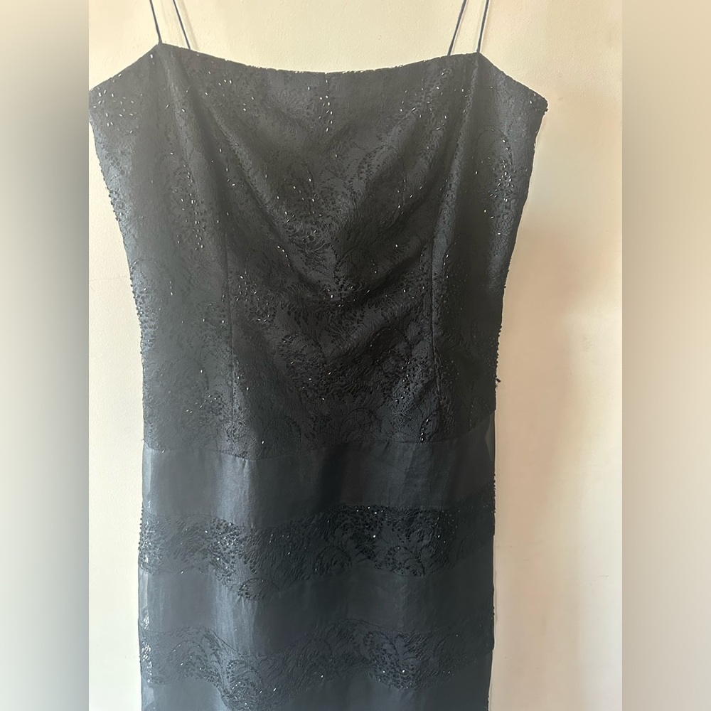 KIR Black Sequin T-Strapped Dress Size 12